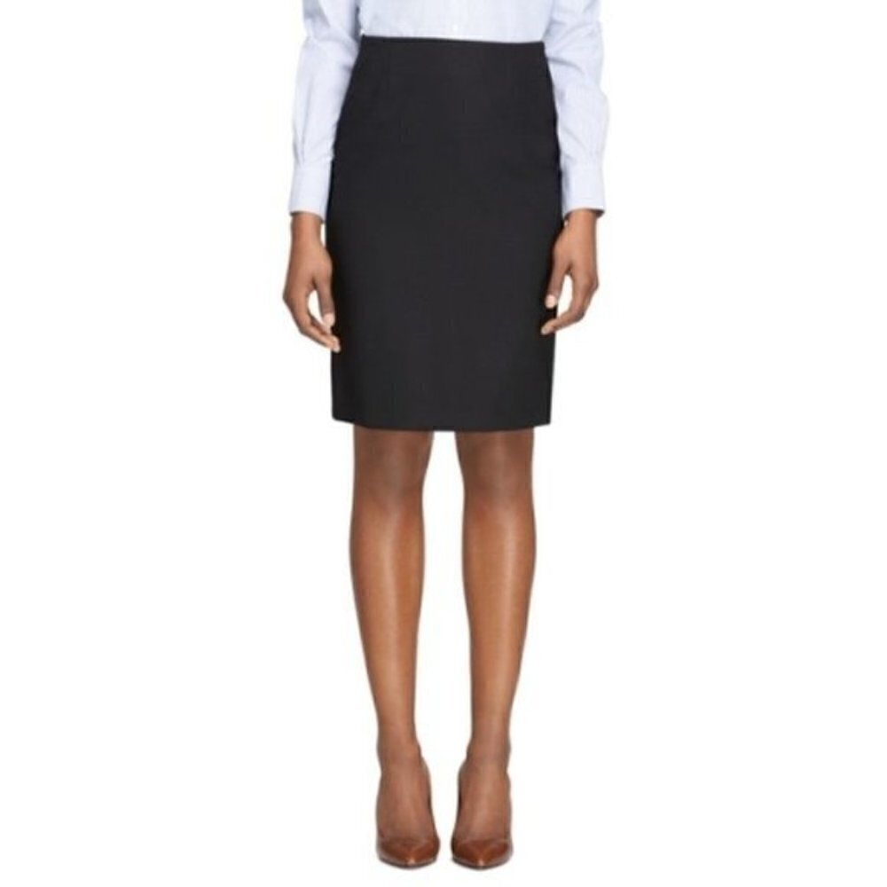 Brooks Brothers‎ Petite Black Wool Office Pencil Skirt 10
